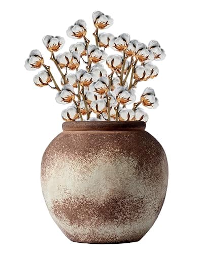 UPWOIGH Brown Circular Rustic Ceramic Flower Vase, 6.5''x7.08'' Wabi-Sabi Terracotta Vases, Vintage Matte Finish Boho Decorative Stoneware Centerpiece, Farmhouse Home Décor for Living Room,Gifts - Wabi-sabi Vase - Image 1