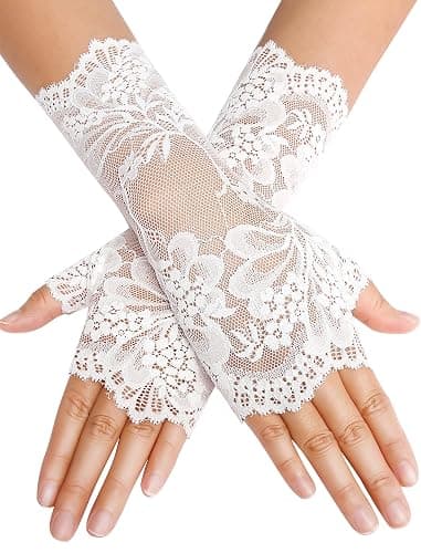 Avidlove Women Short Lace Gloves Fingerless Bridal Wrist Glove Opera Evening Wedding Tea Party Prom Cosplay Gothic Clothes - Image 1