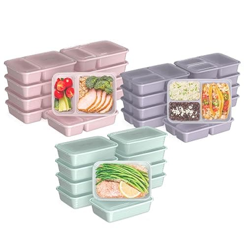 Bentgo Prep 60-Piece Meal Prep Kit - Reusable PFAS & BPA-Free Food Containers, 1-Compartment, 2-Compartment, & 3-Compartments - Microwave, Freezer, & Dishwasher Safe (Floral Pastels) - Image 1