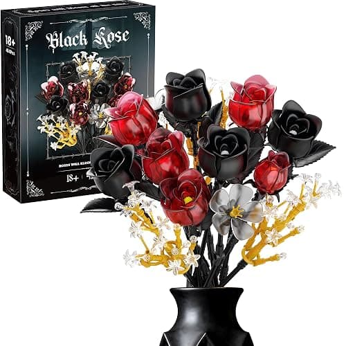 SOOLIO Rose Flower Bouquet Building Set for Adults, Christmas Creative Gift for Women Teen Girlfriend Anniversary, Artificial Floral Botanicals Collection Gothic Decor for Home or Office (414 PCS) - Image 1