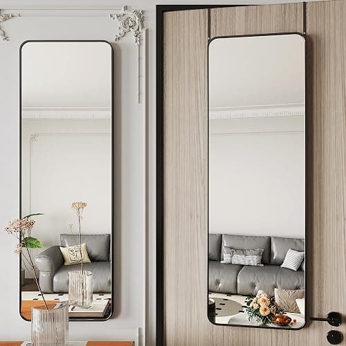 Protylctaster Door Mirror Full Length,Over The Door Mirror,48"x14" Full Length Mirror,Door Mirror, Mirror Full Length Door Hanging(Black) - Image 1