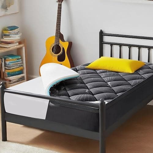 Bedlore 4-Inch Twin XL Mattress Topper for Back Pain - Dual Layer Medium Support (2" Gel Memory Foam + 2" Cooling Fluffy Pillow Top Pad), Breathable & Pressure Relief (Gray) - Image 1