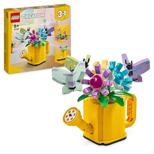 LEGO Creator 3in1 Flowers in Watering Can Toy to Welly Boot to 2 Birds on a Perch, Animals Set for Girls, Boys & Kids, with 3 Butterfly Toys, Makes a Great Desk Accessory, Nature Gift 31149 - Image 1