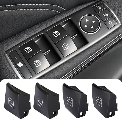 Panwarmoll 4Pcs Front Driver Window Switch Button Cap Fit for Mercedes-Benz C-Class E-Class GLK W204 W212 E220 C180 C200 C220 C300 C250 W166 Driver Side Front Left Repair Kit Replace A2049055402 - Image 1