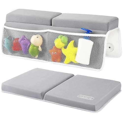 beiens Bath Kneeler and Elbow Rest Pad Set - 1.5'' Comfortable Baby Bath Kneeler Pads, Thick Quick Dry Kneeling Pad Support for Knee& Arm, Large Bathtub Mat with Toy Organizer for Happy Baby Bath Time - Image 1