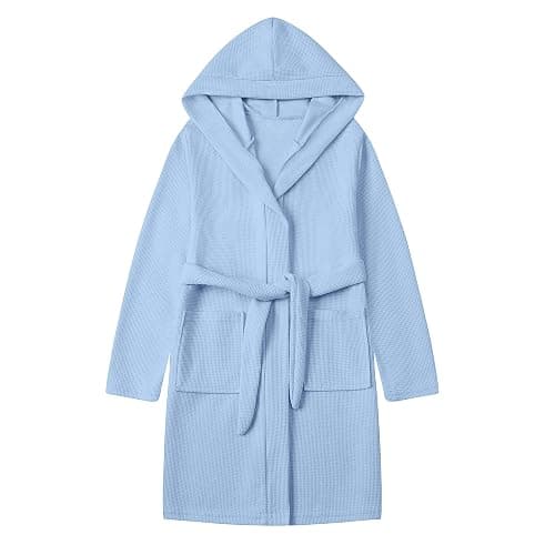 Umeyda Boys Girls Hooded Robe Kids Soft Waffle Cotton Robes Spa Bathrobe Pajamas Sleepwear, 3-12 Years - Image 1