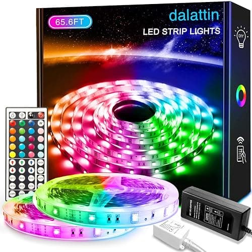 dalattin 65.6ft RGB Led Lights for Bedroom Color Changing Led Strip Lights with 44 Keys Remote,for Home Essential, Bedroom Room Party Decoration,Festival Decor,2 Rolls of 32.8ft - Image 1