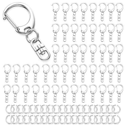 Evnlo 50Pcs Lobster Claw Clasps for Keychain Clip, Swivel Snap Hooks Silver Key Chain Rings DIY Making Kit for Crafts - 50Pcs Silver - Image 1