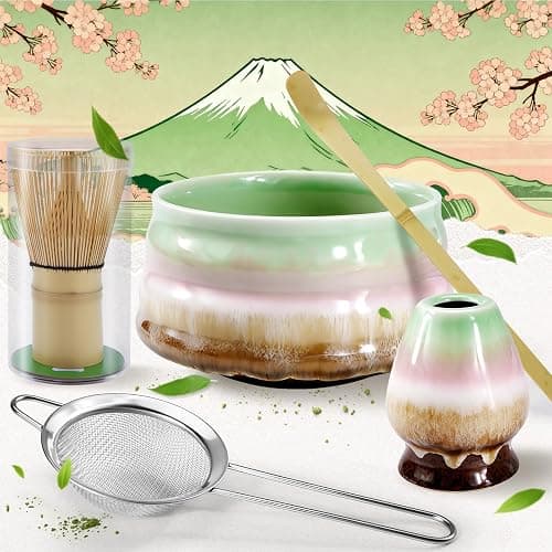 5-teiliges Matcha-Set,Matcha-Tee-Set, Matcha-Besen-Set – Perfekt für Einsteiger. Stylisches Matcha-Set mit Matcha-Besen, Matcha-Filtersieb und Matcha-Schale. Neue Farbgestaltung 2025. - Image 1