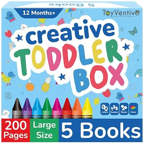 TOYVENTIVE Toddler Coloring Books & Crayons, Toys & Birthday Gifts for 1+,2,3,4 Years Old Boys, Toddlers & Preschoolers Age One,Two,Three,Four yr Olds - Image 1