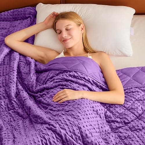 Purple Weighted Blanket for Adults 12lbs, 48"x72", Twin Full Size Cooling Minky Heavy Throw Blanket for 110-130lbs, Soft Winter Thick Big Blankets Weighted Comforter Gift for Sleeping - Image 1