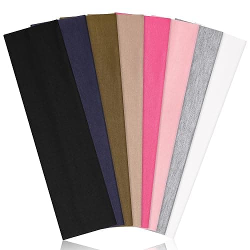 Ztomine Headbands for Women, 8pcs Stretchy Non Slip Soft Cotton Cloth Hair Bands for Sports, Workout, Yoga and Running - Image 1