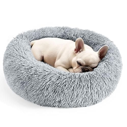 Dogs Bed for Small Dogs, Anti-Anxiety Washable Round Bed (Light Grey, 24.0" L x 24.0" W x 8.0" Th) - 24.0"L x 24.0"W x 8.0"Th - Light Grey - Image 1