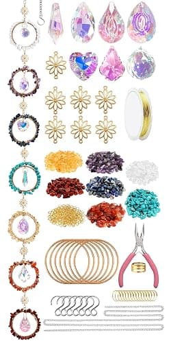 7 Chakra Sun Catcher Kit for Adults DIY Crystal Suncatcher Ornaments with Healing Stones, Window Hanging Arts and Crafts, Suncatcher Making Supplies Kit Hanging Ornaments Decor for Home Gifts - Image 1