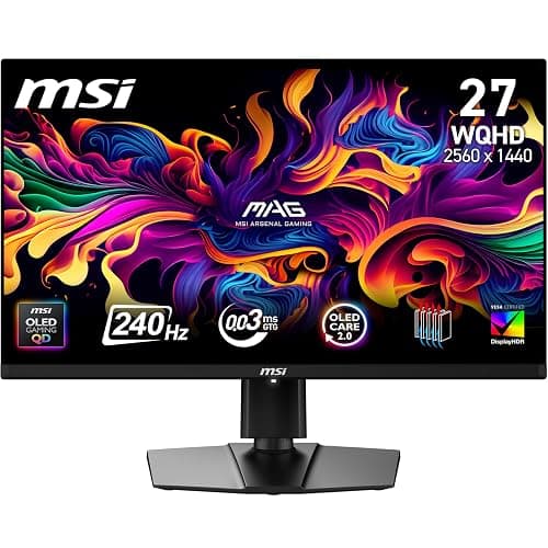 MSI MAG 273QP QD-OLED X24 26.5 Inch WQHD Gaming Monitor - 2560 x 1440 Quantum Dot OLED Panel 240Hz / 0.03ms, 99% DCI-P3, ΔE≤2, DisplayHDR True Black 400, DP 1.4a, HDMI 2.1 - Image 1