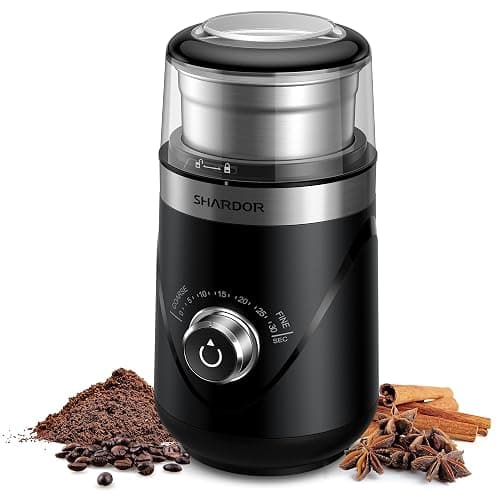SHARDOR Electric Super Silent Blade Coffee Grinder, Timed Grind Control Rotary Knob, Adjustable Coarse to Fine for Coffee Beans, Spices & Herbs, with 1 Removable Stainless Steel Bowl, Black - Image 1
