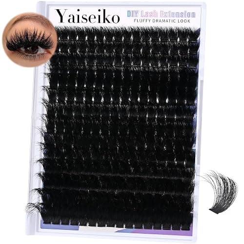 300D Lash Clusters Extensions Mega Cluster Eyelash Lashes 224 Pcs Thick Volume D Curl Wispy Individual Lashes DIY Lash Extension 12-25MM False Eyelashes Makeup at Home Replacement for Yaiseiko - Image 1