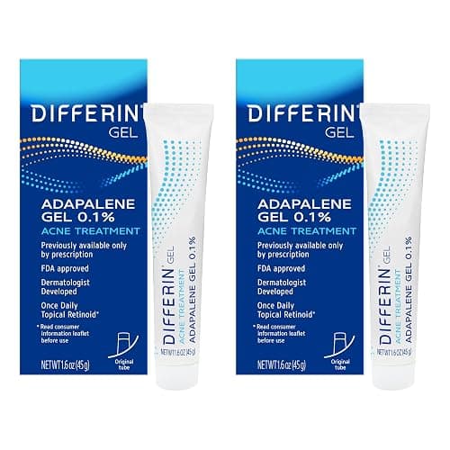 Differin Acne Treatment Gel, 60 Day Supply, Retinoid Treatment for Face with 0.1% Adapalene, Gentle Skin Care for Acne Prone Sensitive Skin, 15g Tube (Pack of 2) (Packaging May Vary) - Image 1