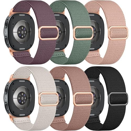 Easuny 6 Pack Stretchy Bands Compatible with Samsung Galaxy Watch 8 Band 40mm 44mm, Samsung Galaxy Watch 8 Classic 46mm Loop, Elastic Nylon Fabric No Gap Sport Strap Replacement for Women Men - Image 1