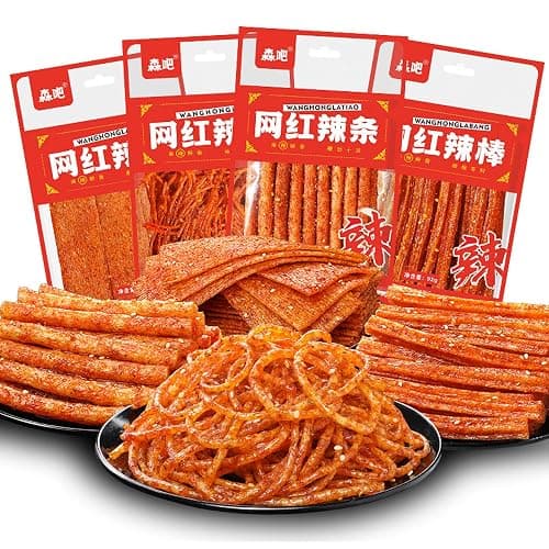 Spicy Strips,Latiao,4 Packs Chinese Spicy Sticks,Classic Piquancy Daily Party Latiao Delicious Snack-3.2Oz Per Pack - Image 1