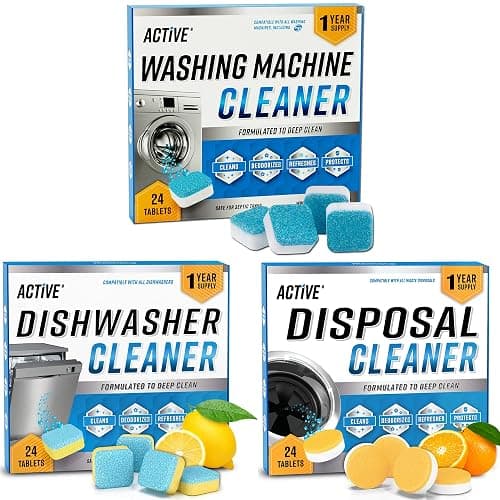 Washing Machine Dishwasher & Disposal Cleaning Tablets - Appliance Refresh Bundle Includes 12 Month Supply Cleaner Deodorizer, Washer Descaler, Disposer Freshener Deep 72 - Image 1