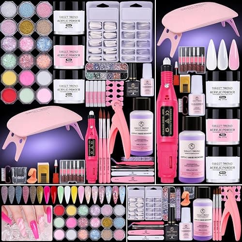 Acrylic Nail Kit for Beginners: Professional Acrylic Powder Set with Everything for Starter - U V Light Nail Drill and Liquid - Full Tools Decoration Tech Gifts for Home Salon Women - Image 1