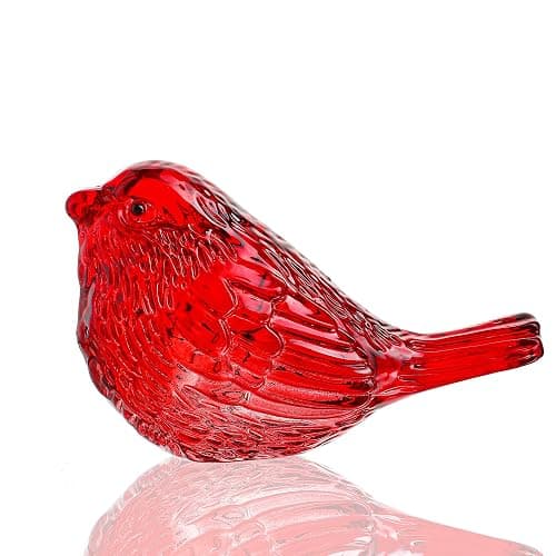 H&D HYALINE & DORA Crystal Handmade Red Bird Figurine Gifts for Bird Lovers Women Men Blown Glass Birds Collectible Figurines for Desk Table Home Office Decor - Image 1