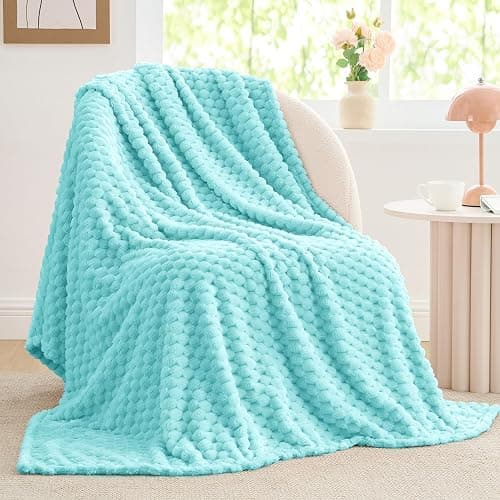 BEDELITE Aqua Throw Blanket for Couch, Soft Cozy Gifts for Women, 50 * 60 | 3D Jacquard Decorative Fleece Blanket, Super Soft Plush Throw, Cute Birthday Gift for Women & Men, Suitable for All Seasons - Image 1