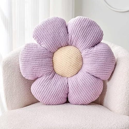 Kcvvcr Flower Throw Pillow, Soft Lavender 14.9" Shaped Floor Pillow for Home Decor, Cute Aesthetic Plush Decorative Pillows for Bed, Sofa, Couch - Image 1