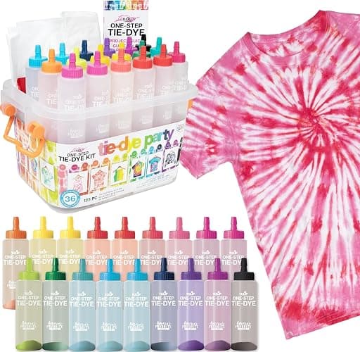 Tulip One-Step Tie Dye Kit, Large Group Activity, Gift, 14 Vibrant Colors, Permanent Fabric Dye, Easy Clean-up, 18 Prefilled Full-Size Bottles and Tools - Image 1