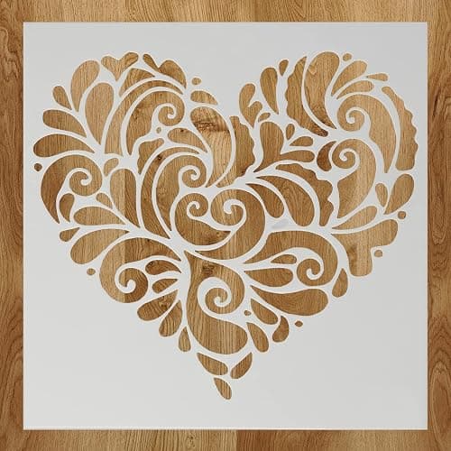 Heart Stencil for Painting - DIY Decorative Paint Stencil for Walls, Furniture, Crafts & Wood - Reusable Heart Pattern - Image 1