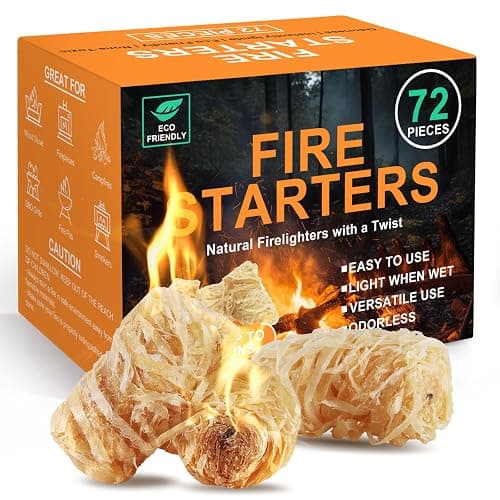 Realcook Natural Fire Starter for Campfires: All Weather Firestarters | Odorless Charcoal Starters for Grill , Fire Pit , Indoor Fireplaces , BBQ , Wood Stove , Smoker - 72 Counts - Image 1