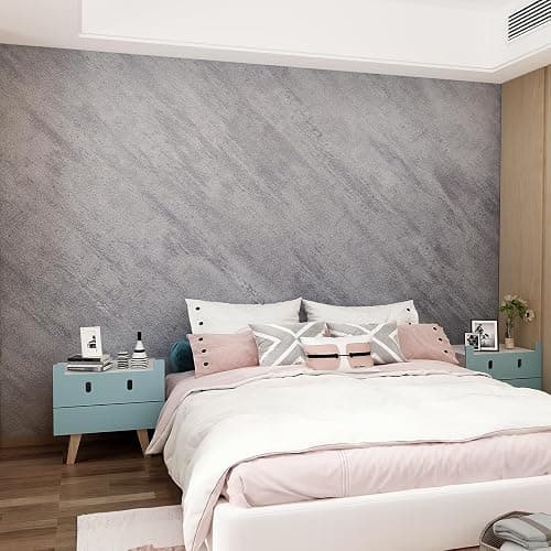 3YECAO 31"×354" Large Size Wide Thick Dark Grey Concrete Wallpaper Peel and Stick Removable Grey Concrete Cement Contact Paper Matte Textured Wall Sticker for Bedroom Bathroom Garage Coffee Room Walls - 31" x 354" - Gray - Image 1