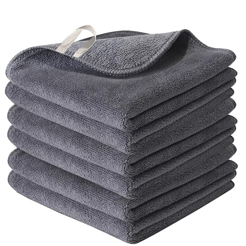 Nugilla Makeup Remover Cloth 12 x 12 Inch, Reusable Makeup Remover Towels for Washing Face, 6 Pack Washable Microfiber Face Cloth Fast Drying Washcloth, Grey - Image 1