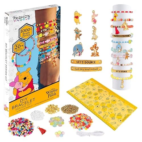 Fashion Angels Disney Winnie the Pooh DIY Bracelet Kit | Includes 1,000+ Beads, 6 Charms, Design Board & More, Make 20+ Bracelets, Jewelry Craft for Kids - Image 1