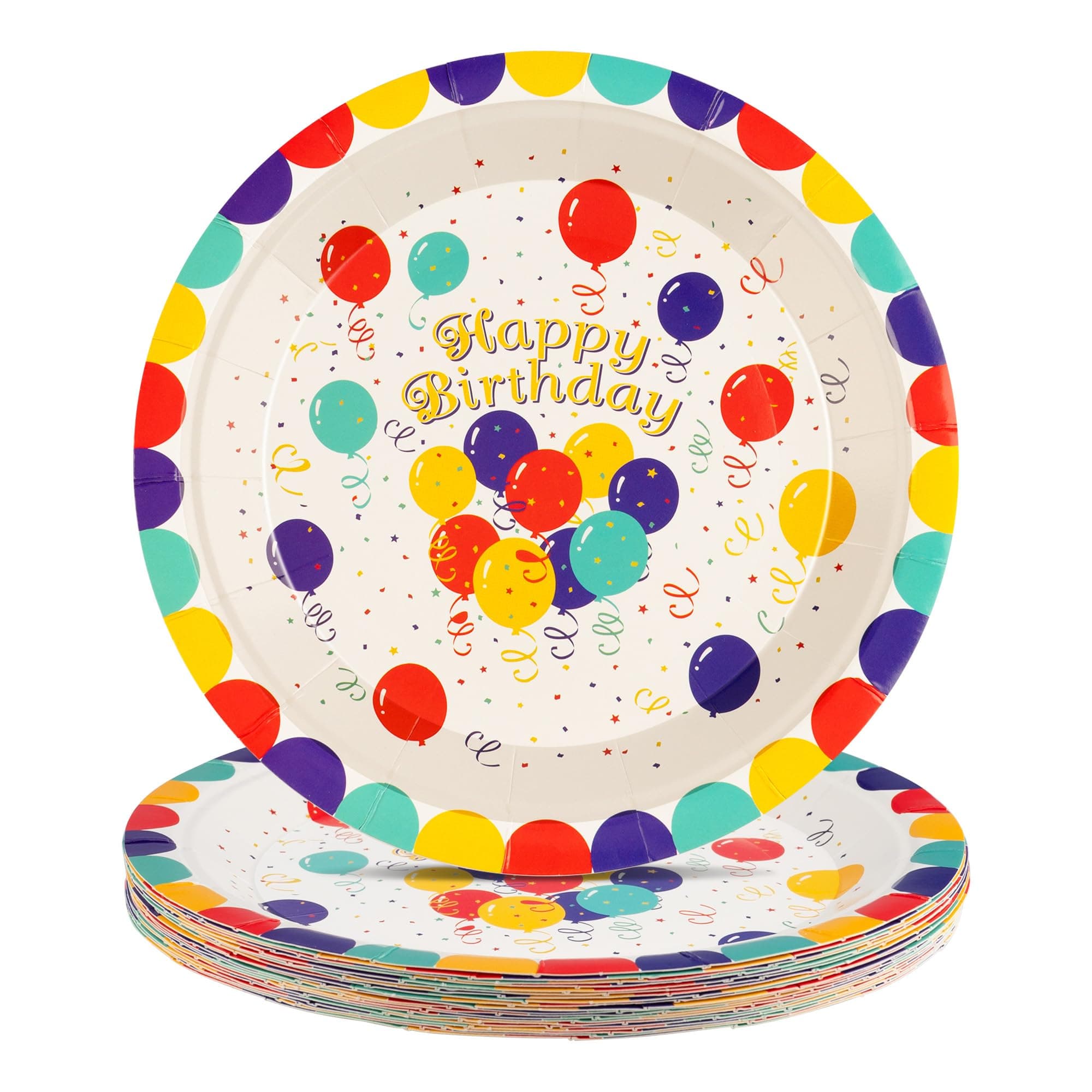 Happy Birthday Paper Plates, 20 Count, 7" Dessert Plates, Disposable Colorful Party Supplies, Birthday Party Decorations, Table Decorations for Boys and Girls, Baby Shower Favors, Cake Tray, Everyday Use (Balloons) - Image 1