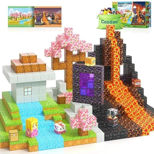 Magnetic Blocks - Build Mine Magnet World Magic Portal Set, Magnetic Tiles Building Blocks Toddler Toy STEM Sensory Outdoor Toys for 3+ Year Old Boys & Girls, Creative Kids Games Kids Toys 84PCS - Image 1
