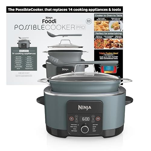 Ninja® PossibleCooker™ PRO 14-in-1, 8.5-qt, Sea Salt Gray, MC1001 | 14-in-1 replaces 14 appliances, Triple Fusion Heat®, slow cook, sauté, roast & steam, nonstick oven-safe pot to 500°F. - Image 1