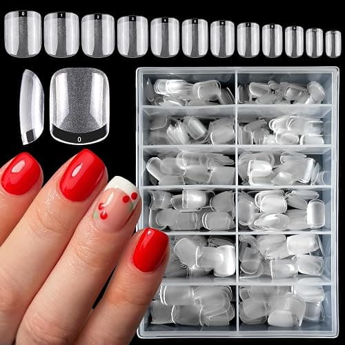 LoveOurHome 600pc Extra Short Square Nail Tips Clear Press on Nails Short Fake Nails, Soft Gel Nail Tip Full Cover Clear Acrylic Nails XS Square Fake Nail Artificial Fingernail for Gel Nail Extension - Image 1