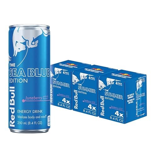 Red Bull Sea Blue Edition Energy Drink, Juneberry, with 80mg Caffeine plus Taurine & B Vitamins, 8.4 Fl Oz, Pack of 12 Cans - Image 1