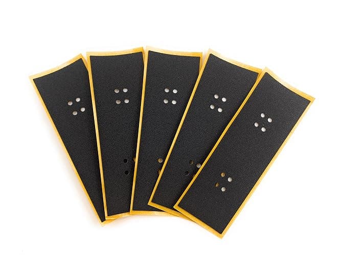 SPITBOARDS® Uncut Shape Fingerboard Foam Grip Tape 110 x 38 mm (1 mm Thick) 5 Pieces for Finger Skate Grip Tape Cellular Rubber Foam Rubber Black (Screw Holes) - Image 1