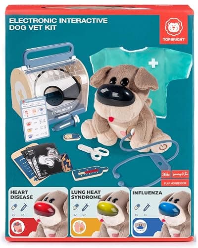 TOP BRIGHT Interactive Dog Vet Set, Play Veterinarian Set for Kids 3-5 | Interactive dog care play, gift ideal for kids ages 3-5, builds empathy and social skills - Image 1