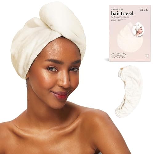 Kitsch Microfiber Hair Towel Wrap for Women - Microfiber Towel, Super Absorbent, Quick Dry, Anti-Frizz - for Long and Short Hairs, Turbans for Women, Hair Wrap - White Ivory - Image 1