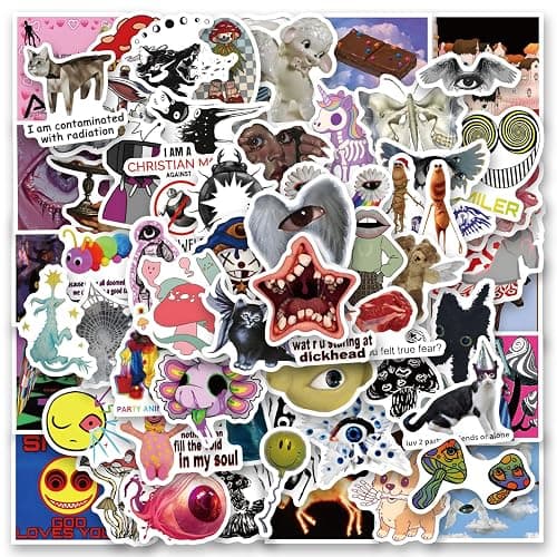 120pcs Weirdcore Stickers Pack, Aesthetic Vinyl Waterproof Sticker Decals for Water Bottle,Laptop,Phone,Skateboard,Scrapbooking,Bumper for Fans for Party Supply - Image 1
