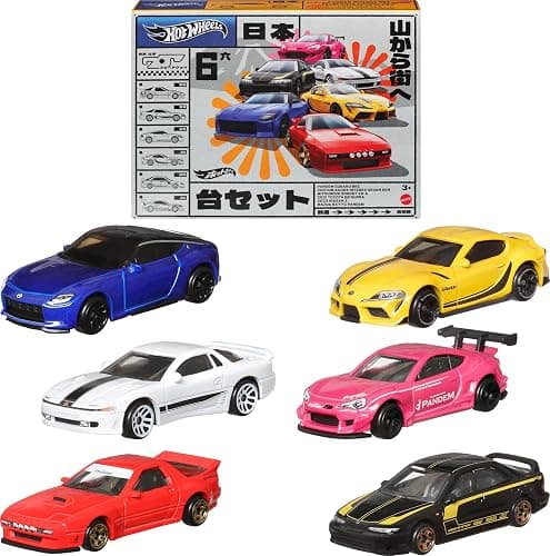 Hot Wheels Car Culture Premium Toy Car 6-Pack, Set of 6 Die-Cast 1:64 Scale Japanese Vehicles with Elevated Deco (Styles May Vary) - Image 1