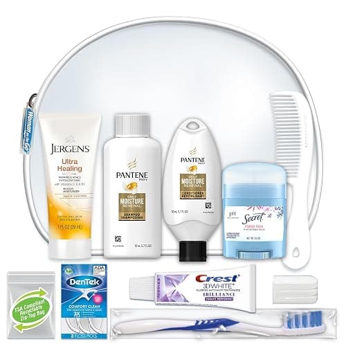 Convenience Kits International Women's Deluxe 10 Piece Kit with Travel Size TSA Compliant Essentials Featuring: Pantene Hair Products in Reusable Toiletry Zippered Bag - Image 1
