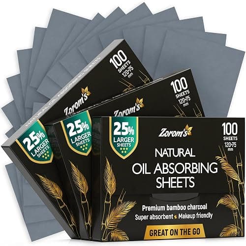 Natural Oil Blotting Sheets for Face with Bamboo Charcoal - 25% Larger - 3pk/300 Makeup Friendly Oil Absorbing Sheets for Face - Easy Dispensing Blotting Papers - Bamboo Charcoal - 100 Count (Pack of 3) - Image 1