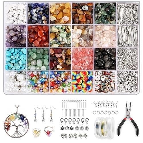RUOMOXI Y Jewelry Making Supplies Kit for Adults - 1200 Crystal Beads, Jewelry Pliers, Earring Hooks, Necklace Clasp, Beading Wire - DIY Bracelets/Earrings/Rings for Thanksgiving, Christmas,Birthdays - Image 1