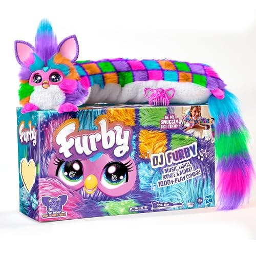FURBY DJ Interactive Toy, Neon Star, Snuggly Electronic Plush, Music, Lights, Motion, & Games, Speaks English & Furbish, 32 in Long, 6+ Years (Amazon Exclusive) - Image 1
