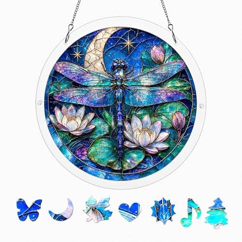 Acrylic Puzzles Suncatcher, 9.8 Inch Dragonfly Window Suncatcher Acrylic Puzzle, DIY Acrylic Suncatcher Jigsaw Puzzle Home Decor Art Gift - Image 1